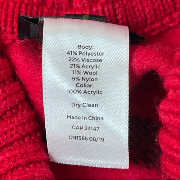 Talbots Women's Red Plaid Poncho With Fringe Hem & Turtleneck Sweater Sz M/L-NEW - Picture 7 of 8